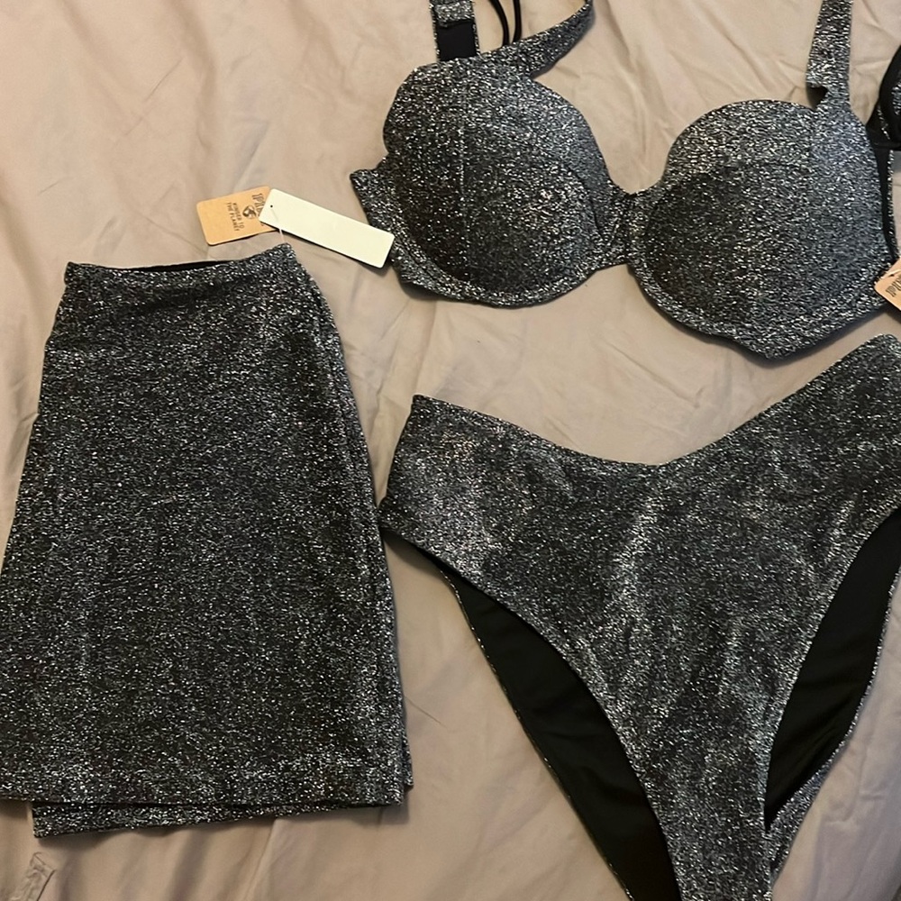 Victorias Secret Pink bikini set with skirt coverup